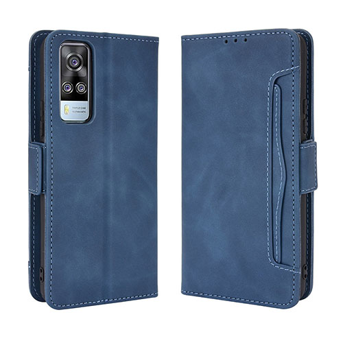 Leather Case Stands Flip Cover Holder BY3 for Vivo Y31 (2021) Blue