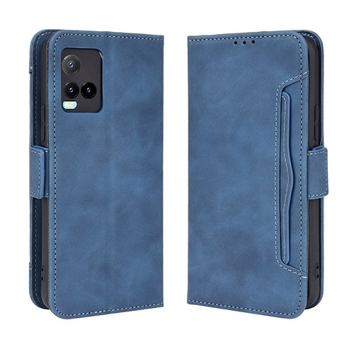 Leather Case Stands Flip Cover Holder BY3 for Vivo Y32 4G Blue