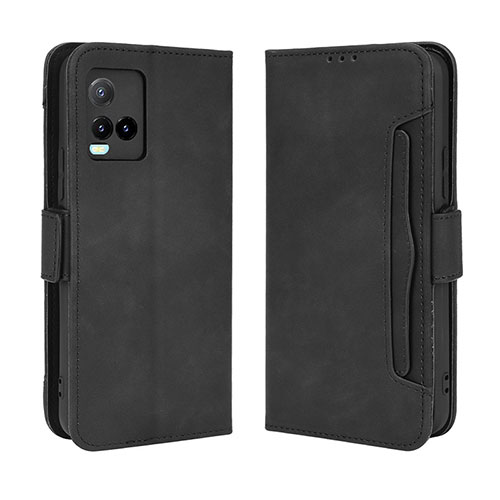 Leather Case Stands Flip Cover Holder BY3 for Vivo Y33s Black