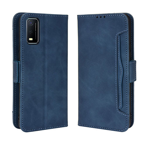 Leather Case Stands Flip Cover Holder BY3 for Vivo Y3s (2021) Blue