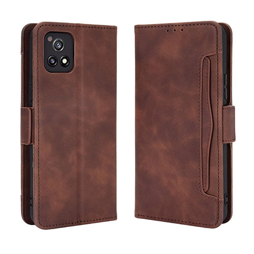 Leather Case Stands Flip Cover Holder BY3 for Vivo Y52s t1 5G Brown