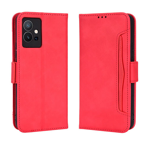 Leather Case Stands Flip Cover Holder BY3 for Vivo Y55s 5G Red