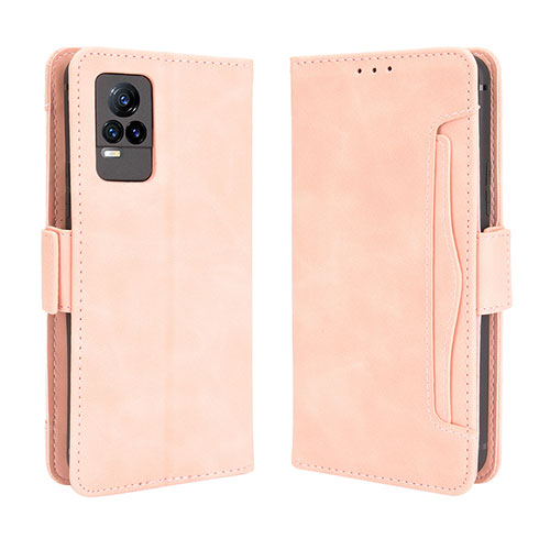 Leather Case Stands Flip Cover Holder BY3 for Vivo Y73 (2021) Pink