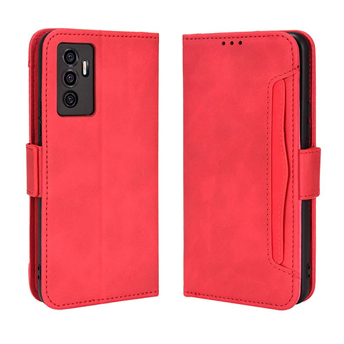 Leather Case Stands Flip Cover Holder BY3 for Vivo Y75 4G Red