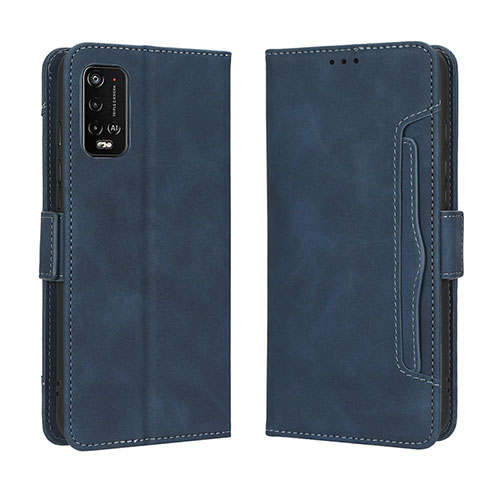 Leather Case Stands Flip Cover Holder BY3 for Wiko Power U10 Blue