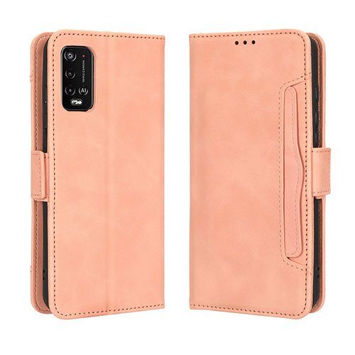 Leather Case Stands Flip Cover Holder BY3 for Wiko Power U10 Pink