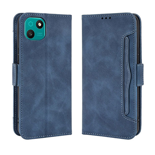 Leather Case Stands Flip Cover Holder BY3 for Wiko T10 Blue