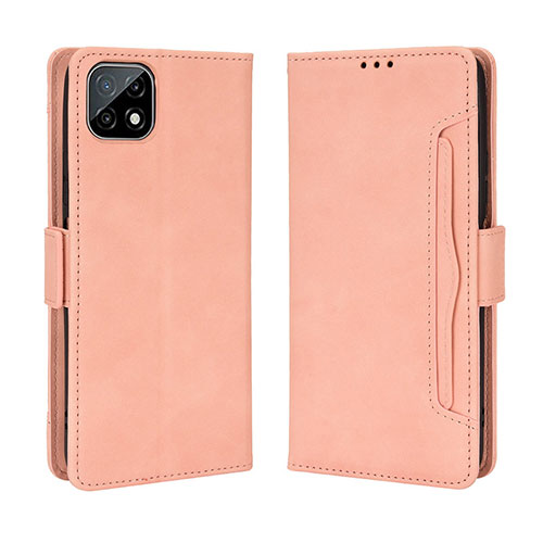 Leather Case Stands Flip Cover Holder BY3 for Wiko T3 Pink