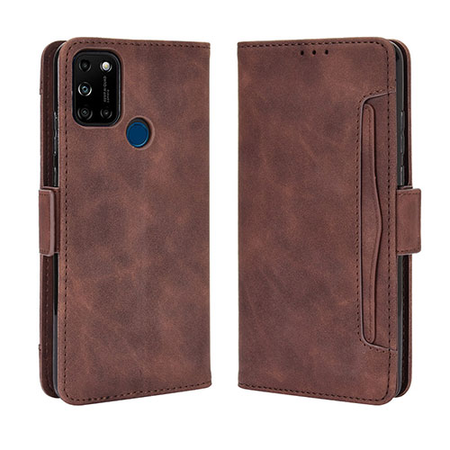 Leather Case Stands Flip Cover Holder BY3 for Wiko View5 Brown