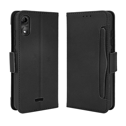 Leather Case Stands Flip Cover Holder BY3 for Wiko Y51 Black