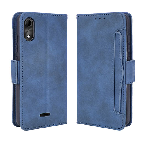 Leather Case Stands Flip Cover Holder BY3 for Wiko Y51 Blue