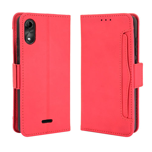 Leather Case Stands Flip Cover Holder BY3 for Wiko Y51 Red