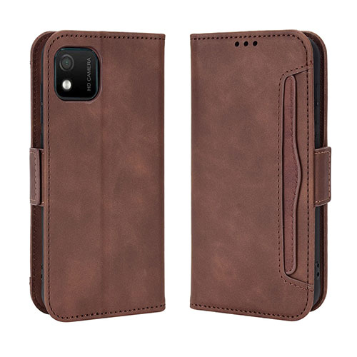 Leather Case Stands Flip Cover Holder BY3 for Wiko Y52 Brown