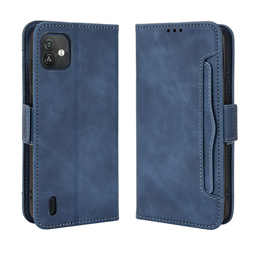 Leather Case Stands Flip Cover Holder BY3 for Wiko Y82 Blue