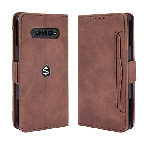 Leather Case Stands Flip Cover Holder BY3 for Xiaomi Black Shark 4 5G Brown