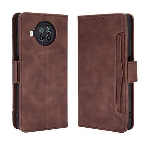 Leather Case Stands Flip Cover Holder BY3 for Xiaomi Mi 10i 5G Brown