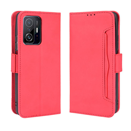 Leather Case Stands Flip Cover Holder BY3 for Xiaomi Mi 11T Pro 5G Red