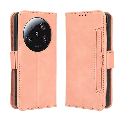 Leather Case Stands Flip Cover Holder BY3 for Xiaomi Mi 13 Ultra 5G Pink