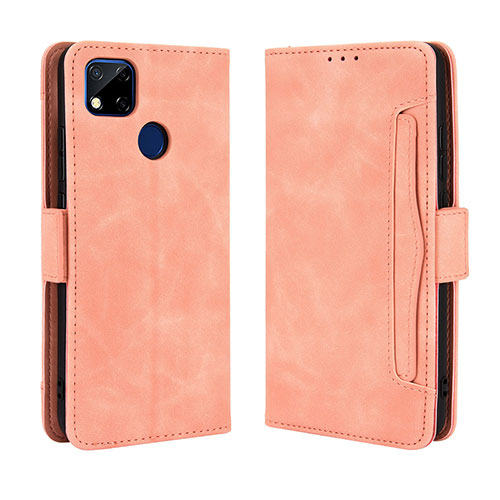 Leather Case Stands Flip Cover Holder BY3 for Xiaomi POCO C3 Pink