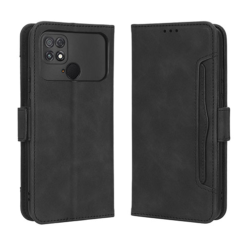 Leather Case Stands Flip Cover Holder BY3 for Xiaomi Poco C40 Black