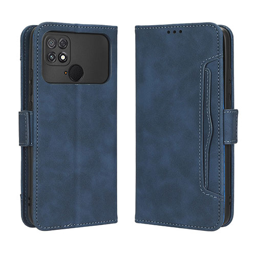 Leather Case Stands Flip Cover Holder BY3 for Xiaomi Poco C40 Blue