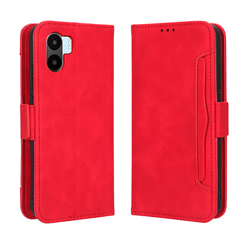 Leather Case Stands Flip Cover Holder BY3 for Xiaomi Poco C51 Red