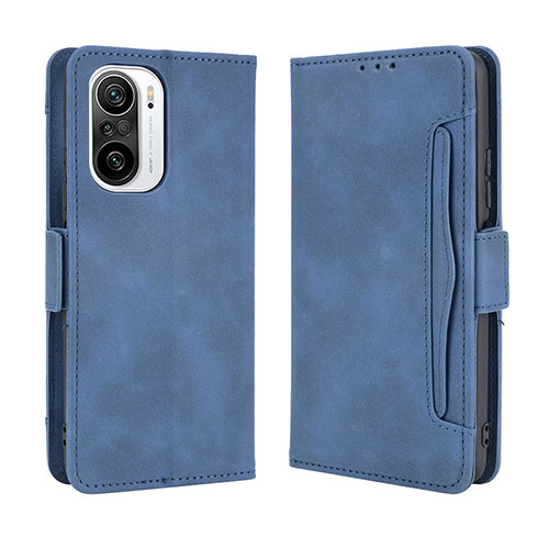 Leather Case Stands Flip Cover Holder BY3 for Xiaomi Poco F3 5G Blue