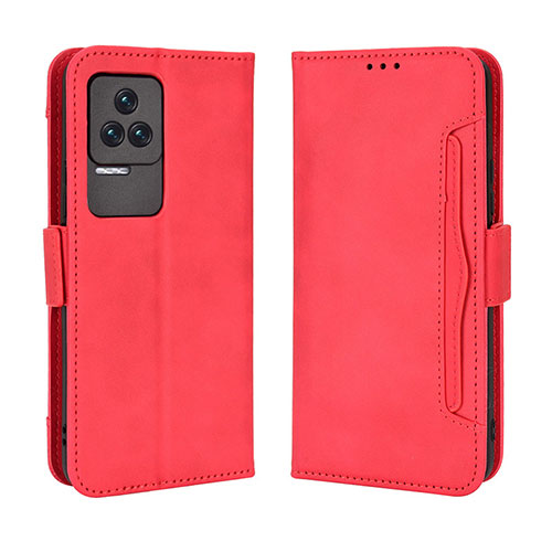 Leather Case Stands Flip Cover Holder BY3 for Xiaomi Poco F4 5G Red