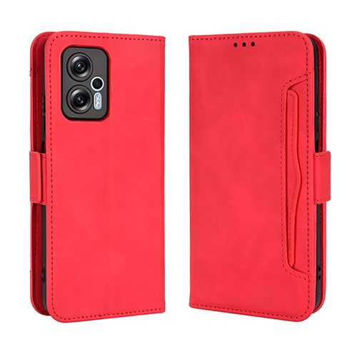 Leather Case Stands Flip Cover Holder BY3 for Xiaomi Poco X4 GT 5G Red