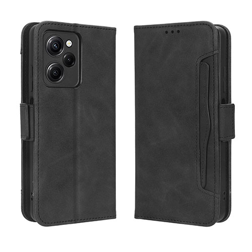 Leather Case Stands Flip Cover Holder BY3 for Xiaomi Poco X5 Pro 5G Black