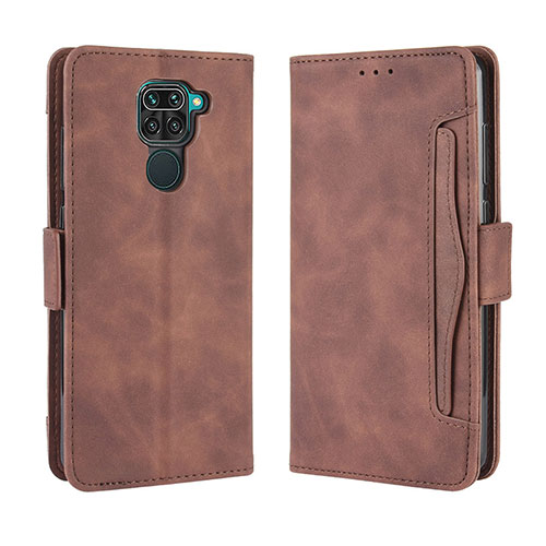 Leather Case Stands Flip Cover Holder BY3 for Xiaomi Redmi 10X 4G Brown