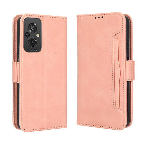 Leather Case Stands Flip Cover Holder BY3 for Xiaomi Redmi 11 Prime 4G Pink