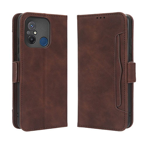 Leather Case Stands Flip Cover Holder BY3 for Xiaomi Redmi 11A 4G Brown