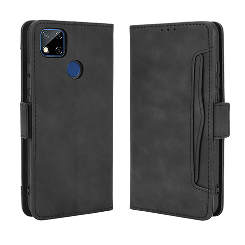 Leather Case Stands Flip Cover Holder BY3 for Xiaomi Redmi 9 India Black