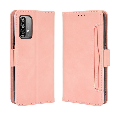 Leather Case Stands Flip Cover Holder BY3 for Xiaomi Redmi 9 Power Pink