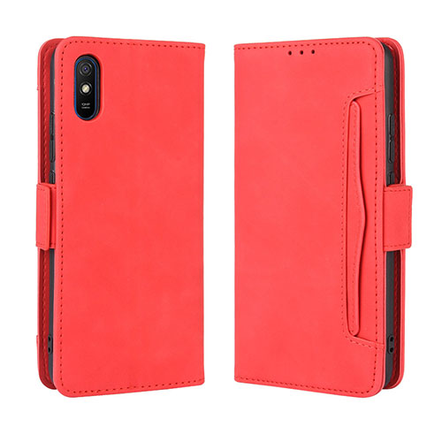 Leather Case Stands Flip Cover Holder BY3 for Xiaomi Redmi 9i Red