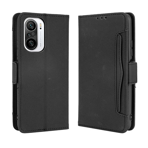 Leather Case Stands Flip Cover Holder BY3 for Xiaomi Redmi K40 Pro 5G Black