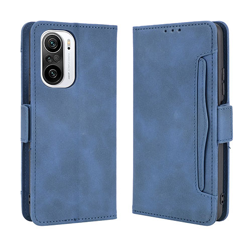 Leather Case Stands Flip Cover Holder BY3 for Xiaomi Redmi K40 Pro 5G Blue