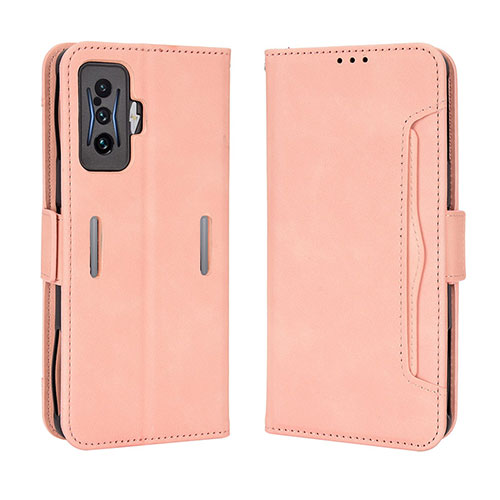 Leather Case Stands Flip Cover Holder BY3 for Xiaomi Redmi K50 Gaming 5G Pink