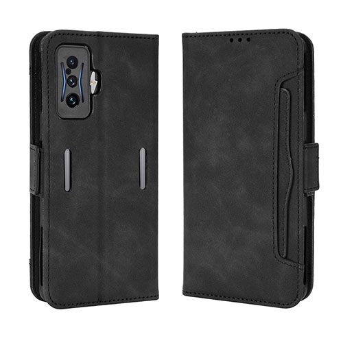 Leather Case Stands Flip Cover Holder BY3 for Xiaomi Redmi K50 Gaming AMG F1 5G Black