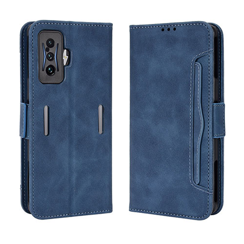 Leather Case Stands Flip Cover Holder BY3 for Xiaomi Redmi K50 Gaming AMG F1 5G Blue