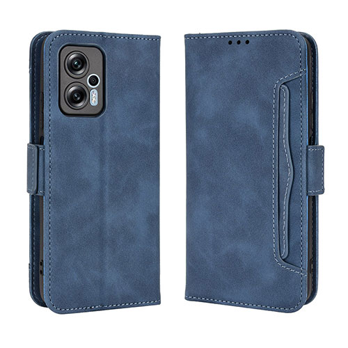 Leather Case Stands Flip Cover Holder BY3 for Xiaomi Redmi K50i 5G Blue