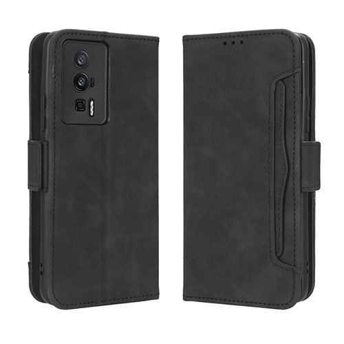 Leather Case Stands Flip Cover Holder BY3 for Xiaomi Redmi K60 5G Black