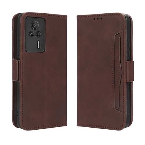 Leather Case Stands Flip Cover Holder BY3 for Xiaomi Redmi K60E 5G Brown