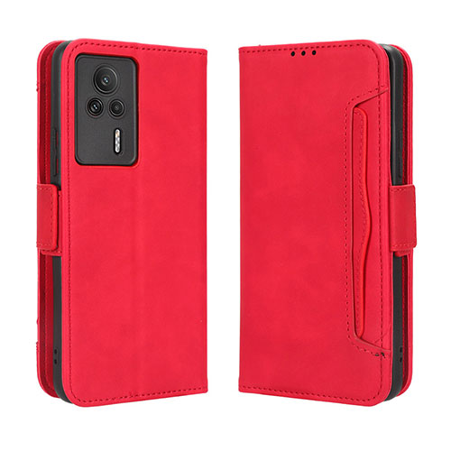 Leather Case Stands Flip Cover Holder BY3 for Xiaomi Redmi K60E 5G Red