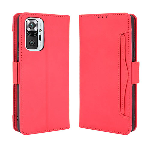 Leather Case Stands Flip Cover Holder BY3 for Xiaomi Redmi Note 10 Pro 4G Red