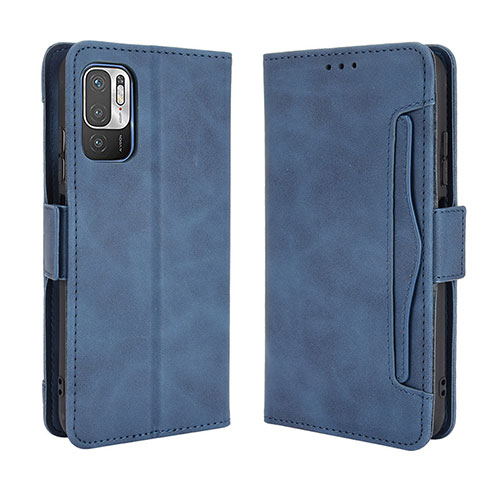 Leather Case Stands Flip Cover Holder BY3 for Xiaomi Redmi Note 10T 5G Blue