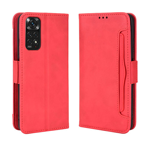 Leather Case Stands Flip Cover Holder BY3 for Xiaomi Redmi Note 11 4G (2022) Red