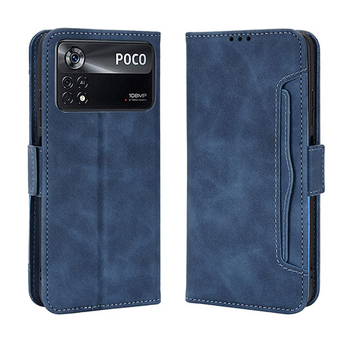 Leather Case Stands Flip Cover Holder BY3 for Xiaomi Redmi Note 11E Pro 5G Blue