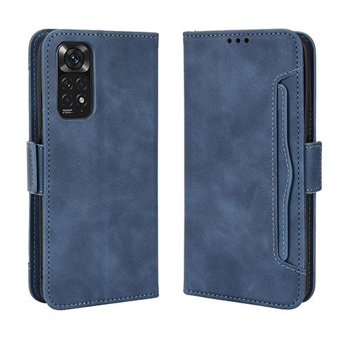 Leather Case Stands Flip Cover Holder BY3 for Xiaomi Redmi Note 11S 4G Blue